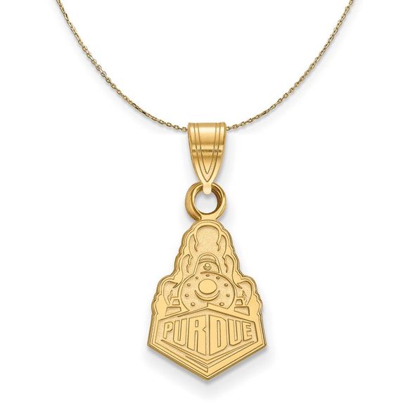 14k Yellow Gold Purdue Small Logo Necklace - 24 Inch